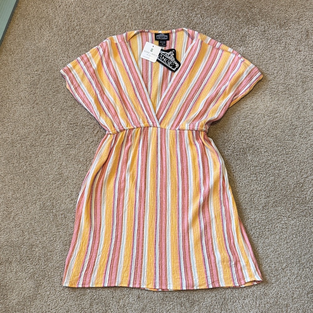 Angie Multicolor Striped V-Neck cover up dress